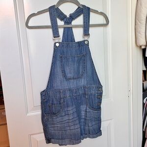 Express Denim Short Overalls - Blue